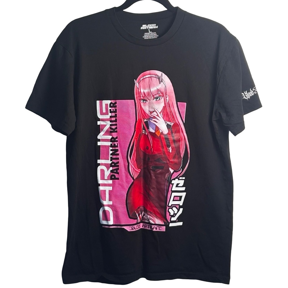Blood Artisan Zero Two Darling in the Franxx Anime Graphic T-Shirt Size Large